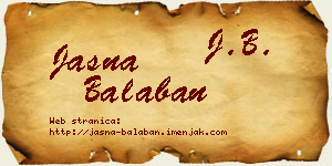 Jasna Balaban vizit kartica